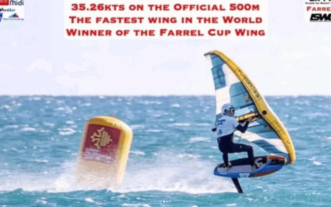 35.26 kts / 500m avec une Wingfoil Black Cobra – record du monde de Pierre Schmitz